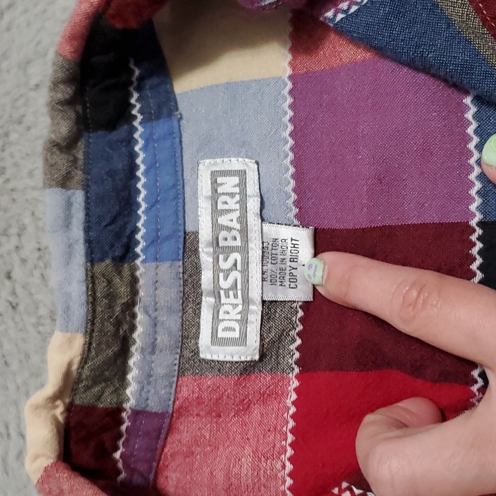 Dress Barn Patchwork Design Cotton Buttondown Lon… - image 3